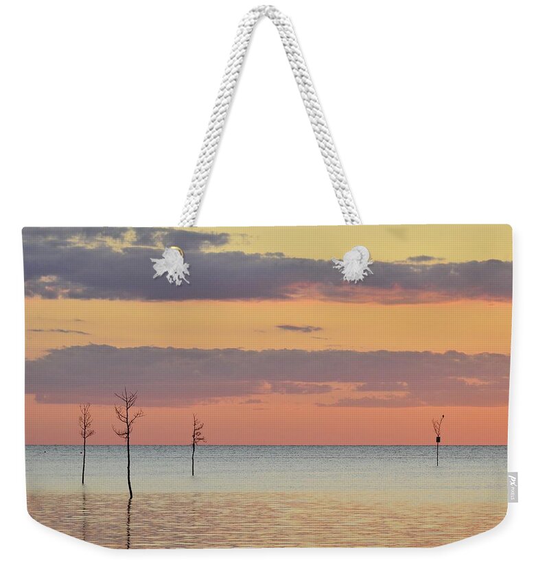 Rock Harbor Weekender Tote Bag featuring the photograph Rock Harbor Sunset 4 by Allen Beatty