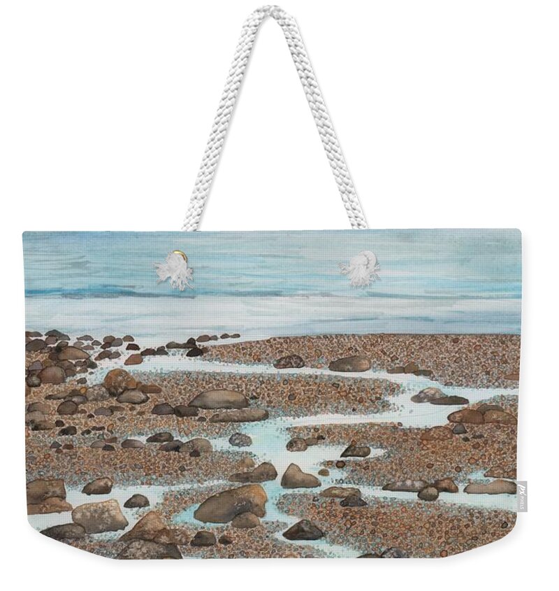 Tide Pools Weekender Tote Bag featuring the painting Rocky Beach by Hilda Wagner