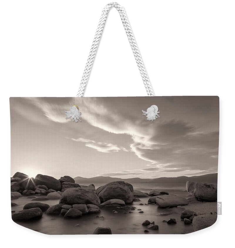 Landscape Weekender Tote Bag featuring the photograph Rocky Shore by Jonathan Nguyen