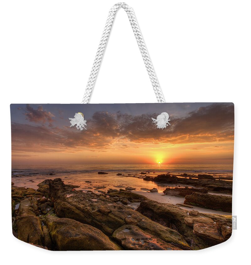 California Weekender Tote Bag featuring the photograph Rocky Sunset by Peter Tellone