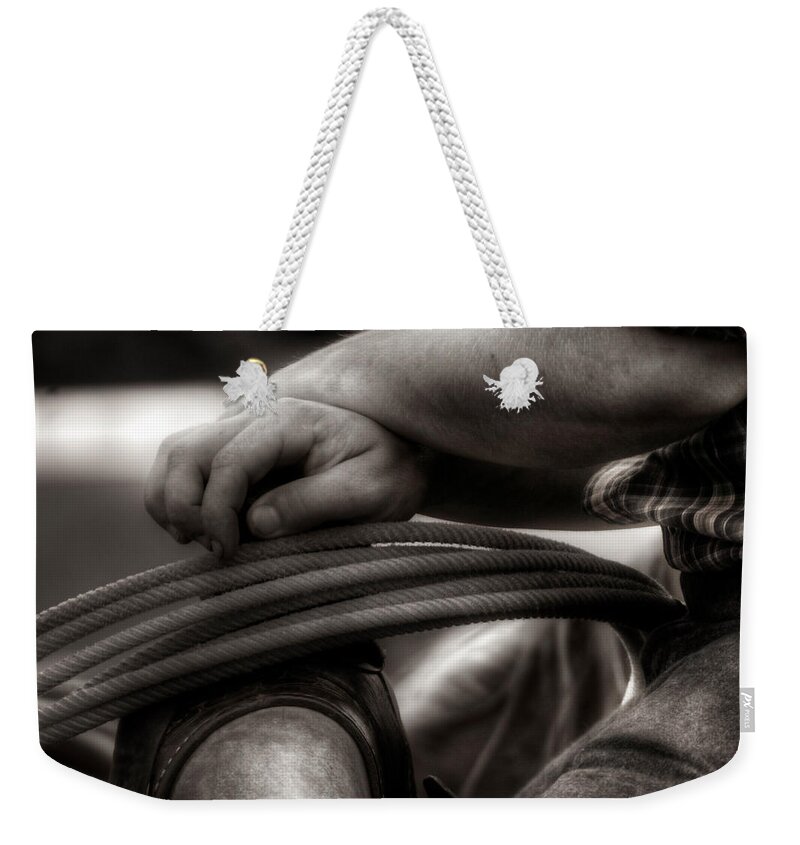 Rodeo Weekender Tote Bag featuring the photograph Rodeo Hands by Greg and Chrystal Mimbs