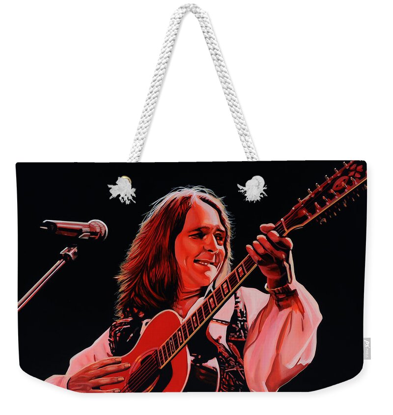 Roger Hodgson Weekender Tote Bag featuring the painting Roger Hodgson of Supertramp by Paul Meijering
