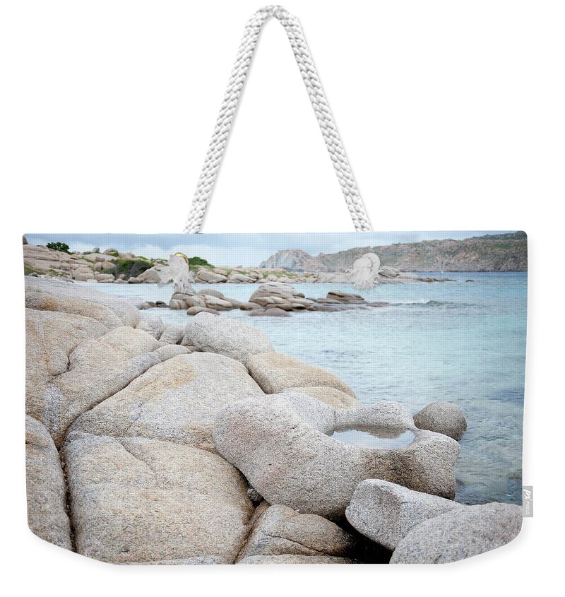 Outdoors Weekender Tote Bag featuring the photograph Roman Granite Quarry In A Bay Near Capo by Giorgio Majno