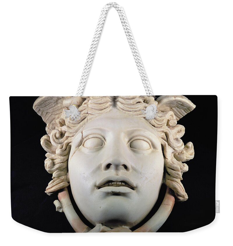 Gorgon Weekender Tote Bag featuring the photograph Rondanini Medusa, Copy Of A 5th Century Bc Greek Marble Original, Roman Plaster by .