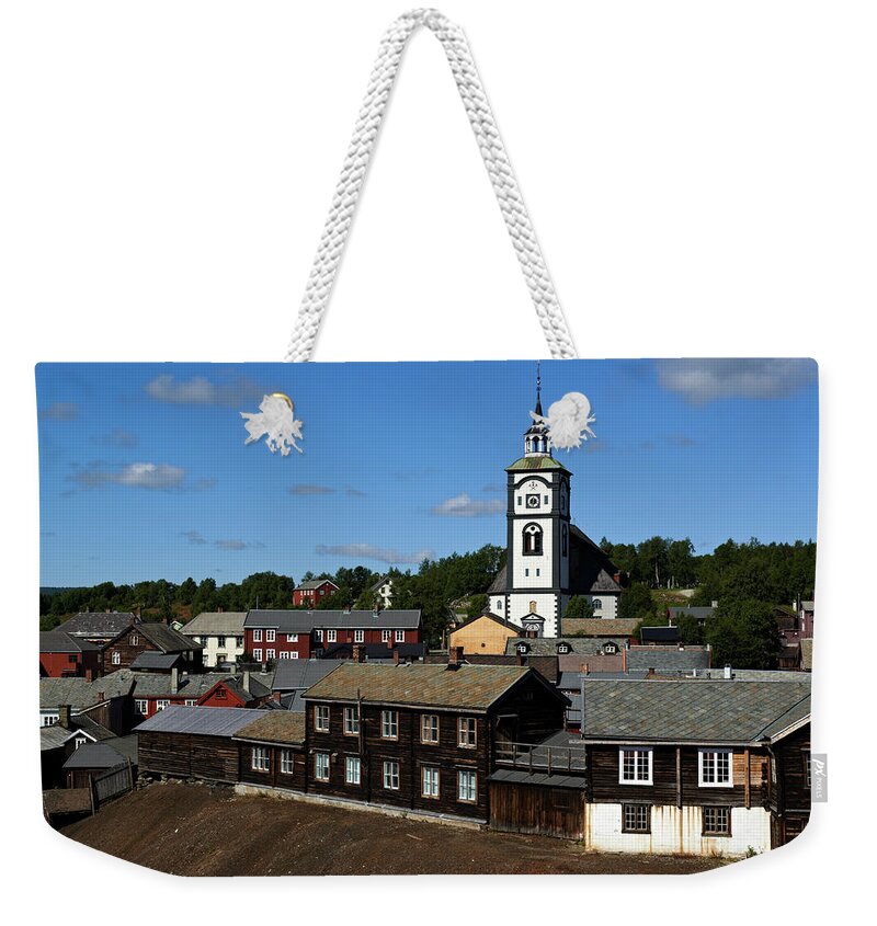 Clock Tower Weekender Tote Bag featuring the photograph Roros, Old Mining Village, Norway by Andrea Pistolesi