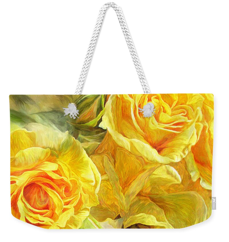 Rose Weekender Tote Bag featuring the mixed media Rose Moods - Joy by Carol Cavalaris