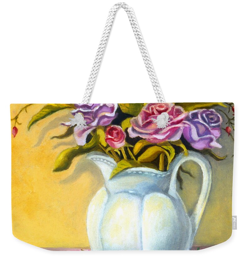 Roses Weekender Tote Bag featuring the painting Roses and More Roses by Madeline Lovallo