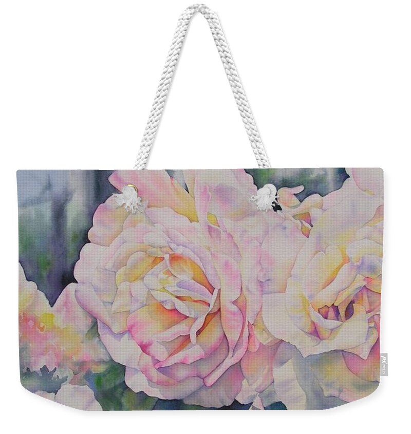 Roses Weekender Tote Bag featuring the painting Roses of Notre Dame Two by Annika Farmer
