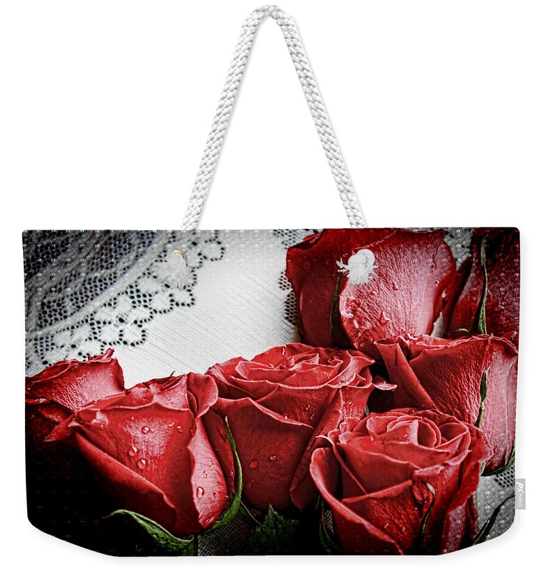 Roses Weekender Tote Bag featuring the photograph Roses to Remember by Bonnie Willis