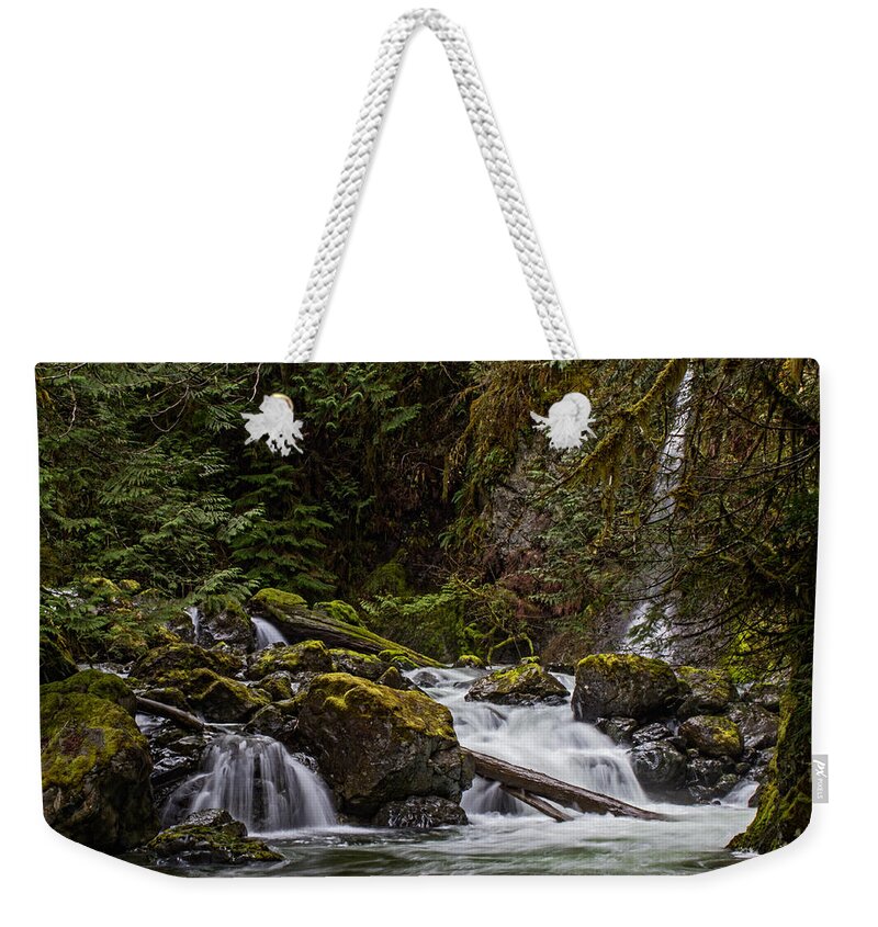 Water Weekender Tote Bag featuring the photograph Rosewall Falls by Randy Hall