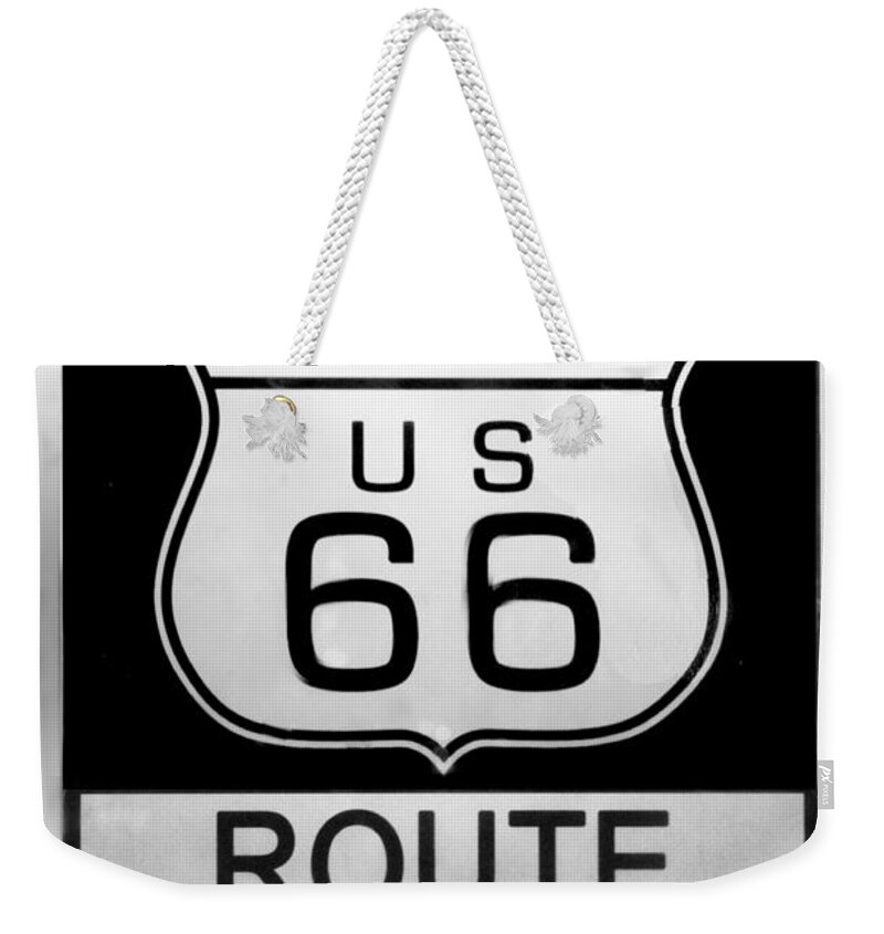 Route 66 Weekender Tote Bag featuring the photograph Route 66 End by Chuck Staley
