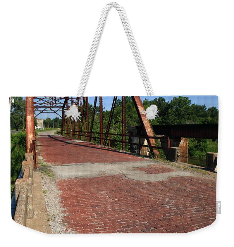 66 Weekender Tote Bag featuring the photograph Route 66 - One Lane Bridge 2012 by Frank Romeo