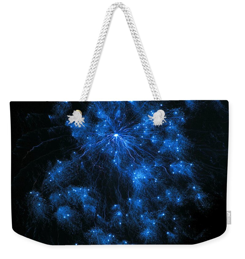 Fireworks Weekender Tote Bag featuring the photograph Royal Blue Fireworks by Joseph Baril