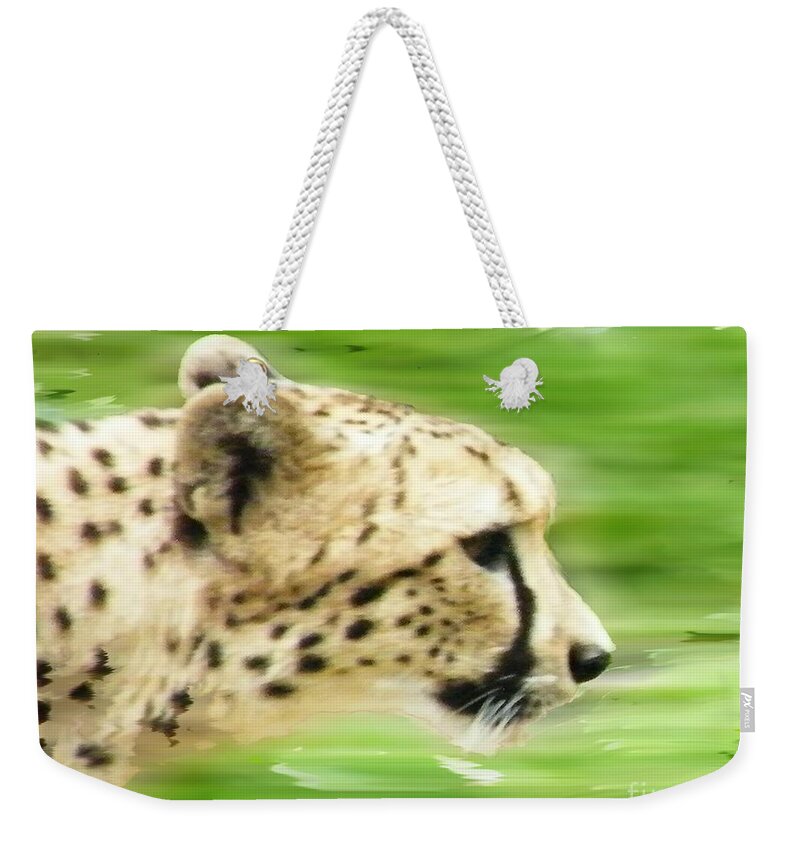  Weekender Tote Bag featuring the digital art Run Cheetah Run by Lizi Beard-Ward