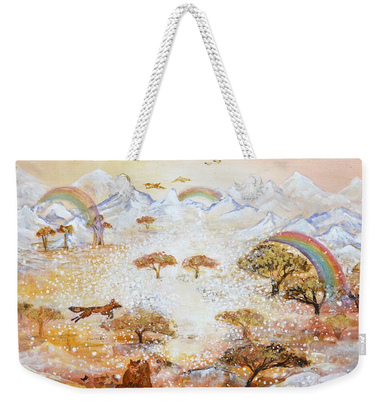 Fox Weekender Tote Bag featuring the painting Running With The Foxes by Ashleigh Dyan Bayer