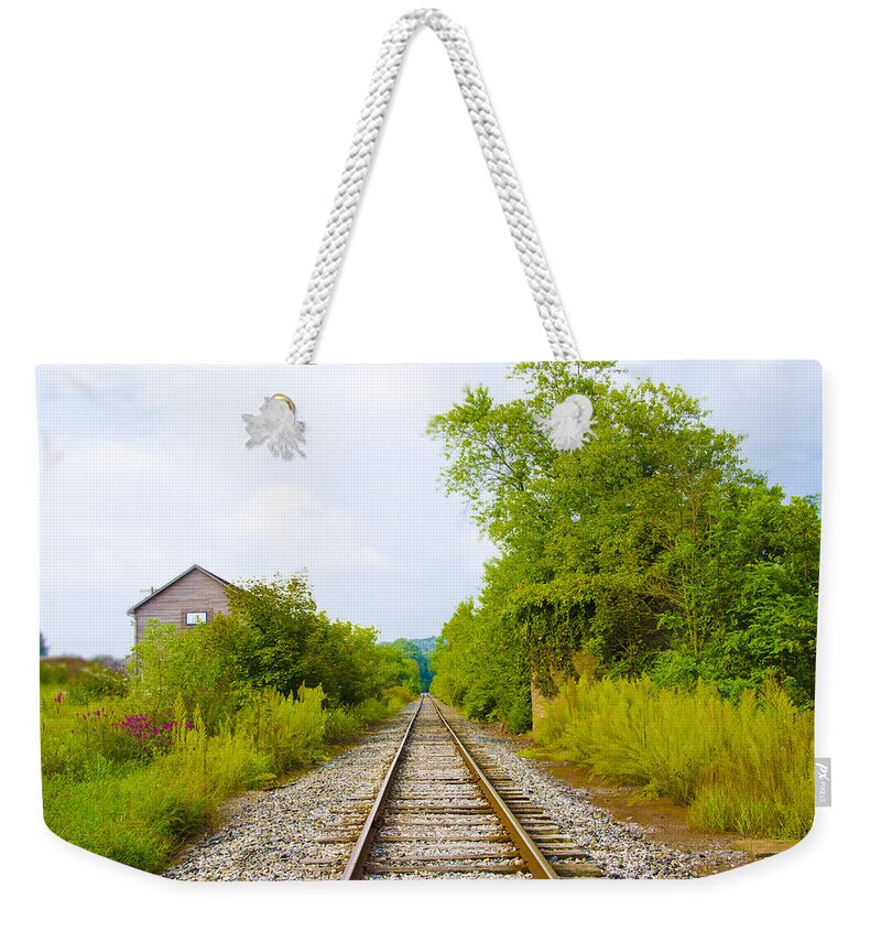 Rural Weekender Tote Bag featuring the photograph Rural Pa Train Tracks by Bill Cannon