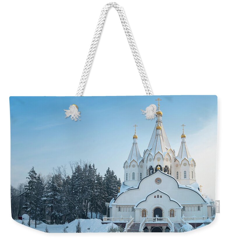 Tranquility Weekender Tote Bag featuring the photograph Russian Orthodox Temple In Winter by Boris Sv
