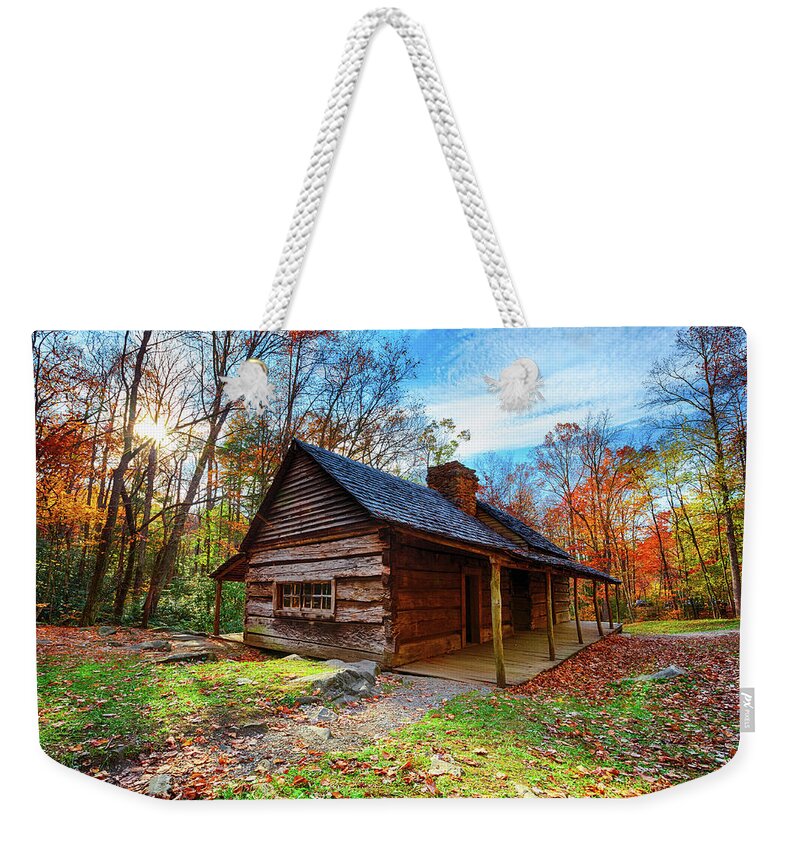 Scenics Weekender Tote Bag featuring the photograph Rustic Cabin In The Great Smoky by Moreiso