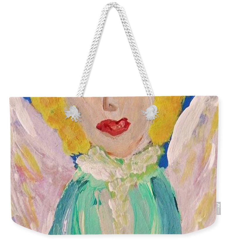 Acrylic Weekender Tote Bag featuring the painting Ruth E. Angel by Mary Carol Williams