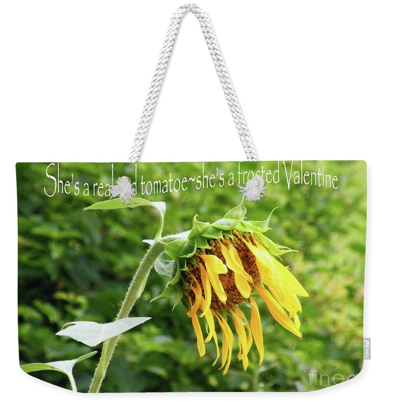 Sunflower Weekender Tote Bag featuring the digital art Sad Tomatoe by Lizi Beard-Ward