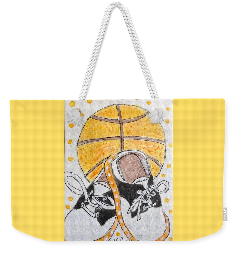 Basketball Weekender Tote Bag featuring the painting Saddle Oxfords and Basketball by Kathy Marrs Chandler