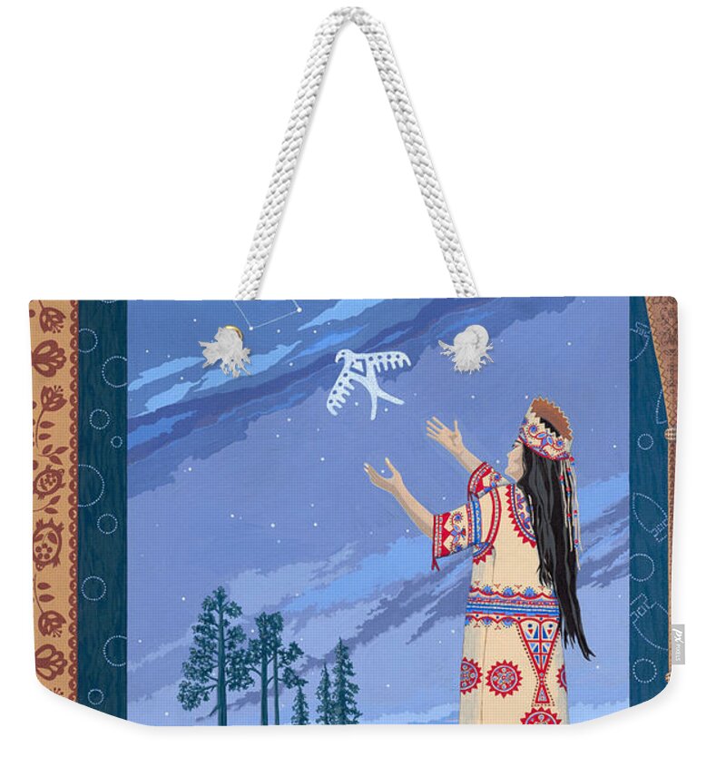America Weekender Tote Bag featuring the painting Safe Passage by Chholing Taha
