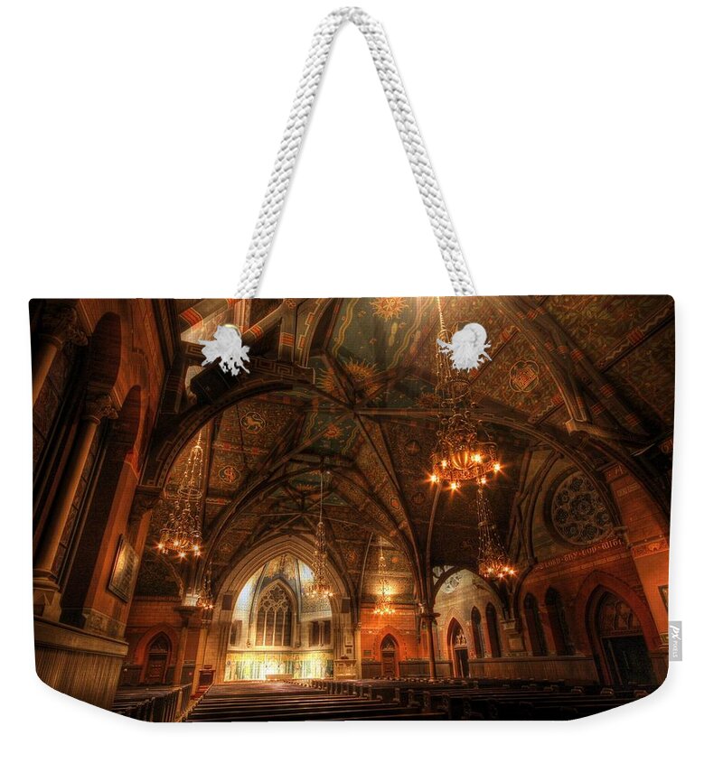 Sage Chapel Weekender Tote Bag featuring the photograph Sage Chapel - Cornell by Georgia Fowler