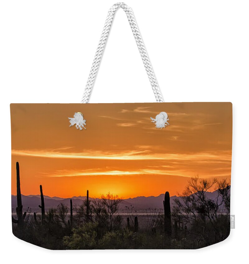 Sunset Weekender Tote Bag featuring the photograph Saguaro Sunset by Fred J Lord