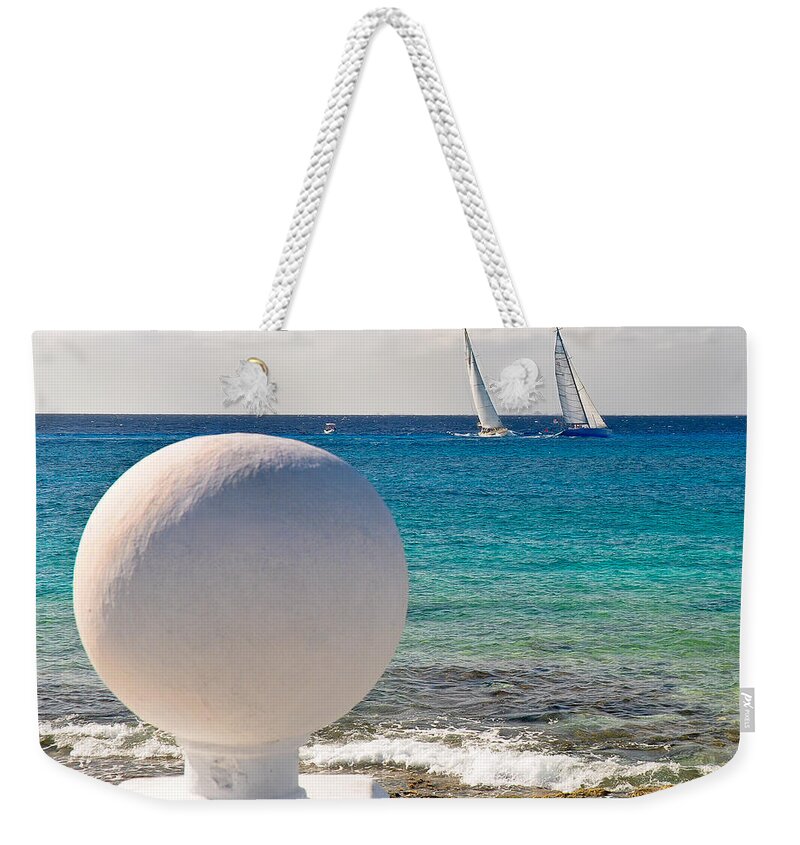 Cozumel Weekender Tote Bag featuring the photograph Sailboats Racing in Cozumel by Mitchell R Grosky
