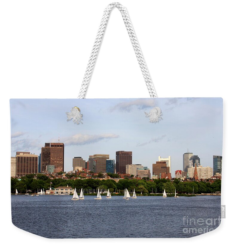 Boston Weekender Tote Bag featuring the photograph Sailing in Boston by Jayne Carney