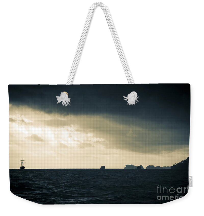 Malaysia Weekender Tote Bag featuring the photograph Sailing Ship in Storm by THP Creative