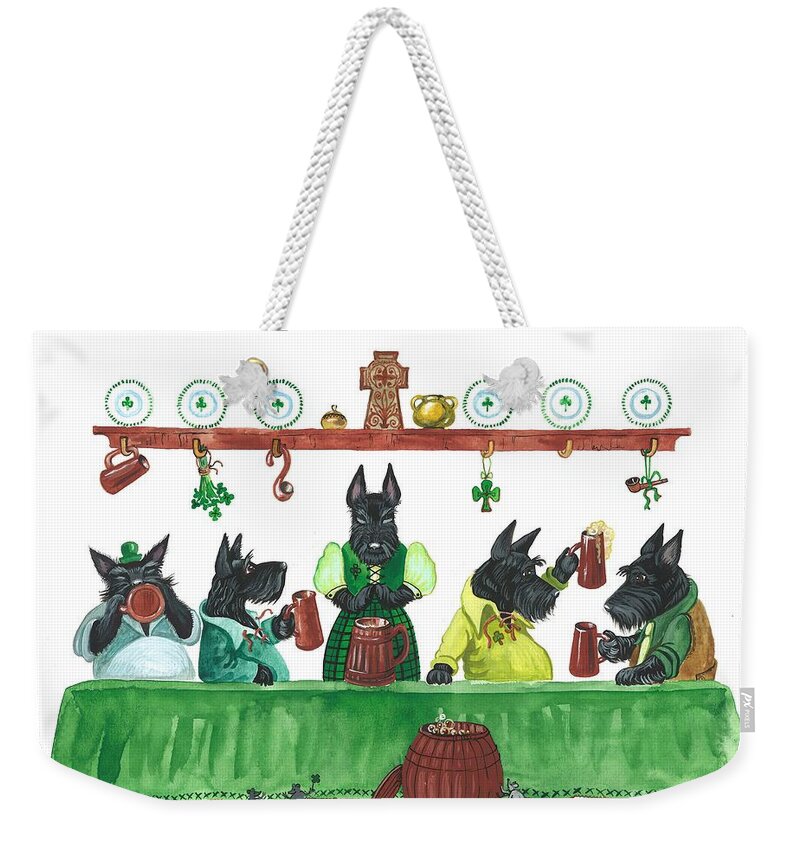 Painting Weekender Tote Bag featuring the painting Saint Patricks Day MacDuff by Margaryta Yermolayeva