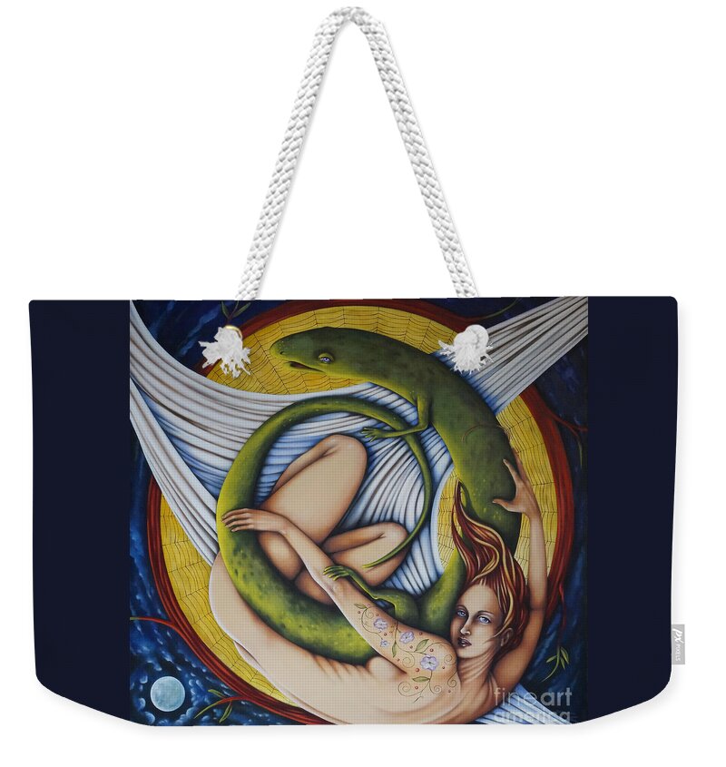 Fantasy Weekender Tote Bag featuring the painting Salamander Session by Valerie White