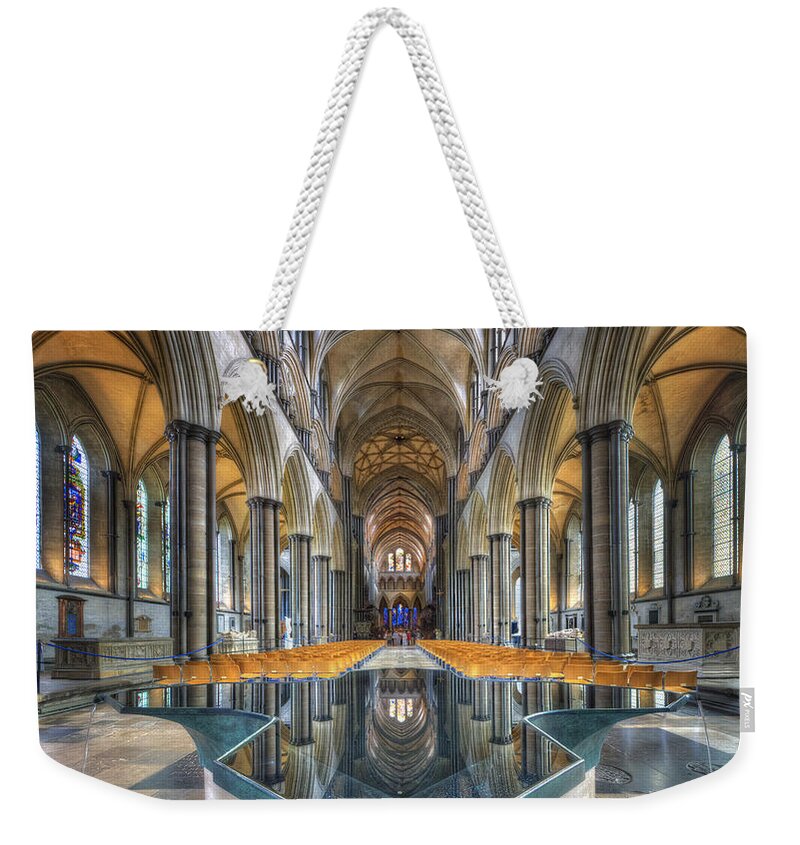 Hdr Weekender Tote Bag featuring the photograph Salisbury Cathedral by Yhun Suarez