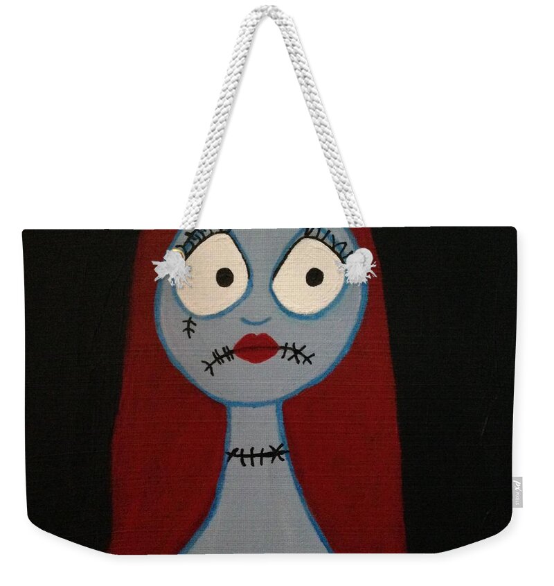 Sally Weekender Tote Bag featuring the painting Sally Waits For Jack by Denise Railey