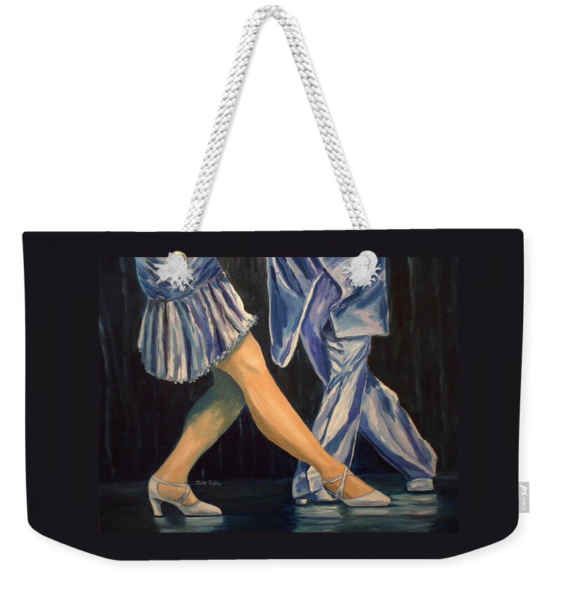 Salsa Weekender Tote Bag featuring the painting Salsa Stepping by Julie Brugh Riffey
