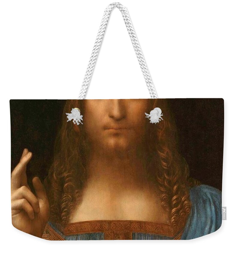 1500 Weekender Tote Bag featuring the painting Salvator Mundi by Leonardo da Vinci