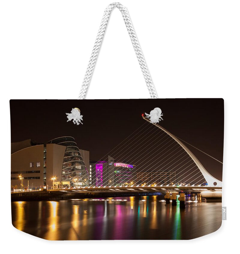 Blue Weekender Tote Bag featuring the photograph Samuel Beckett Bridge in Dublin City by Semmick Photo