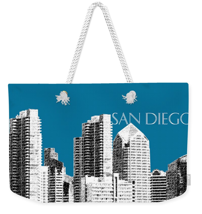 Architecture Weekender Tote Bag featuring the digital art San Diego Skyline 1 - Steel by DB Artist