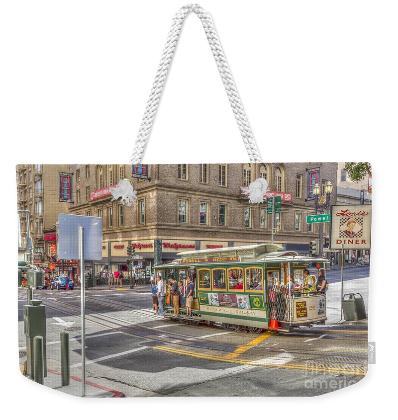 America Weekender Tote Bag featuring the photograph San Francisco Cable Car by Sue Leonard