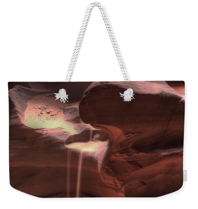 Slot Canyon Weekender Tote Bag featuring the photograph Antelope Canyon Sand flow by Jonathan Davison