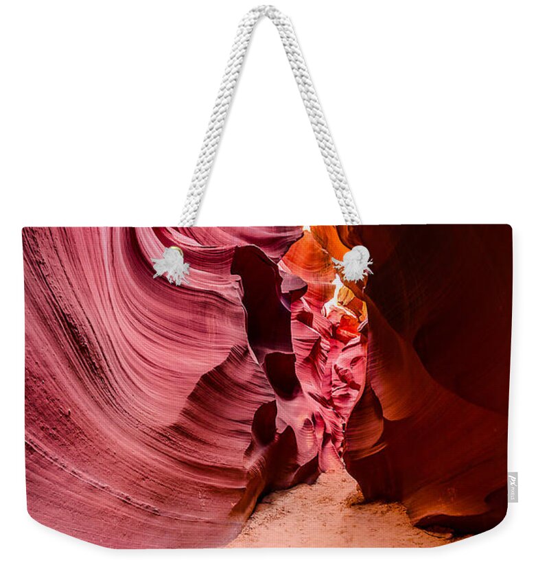Antelope Canyon Weekender Tote Bag featuring the photograph Sandstone Hallway by Jason Chu
