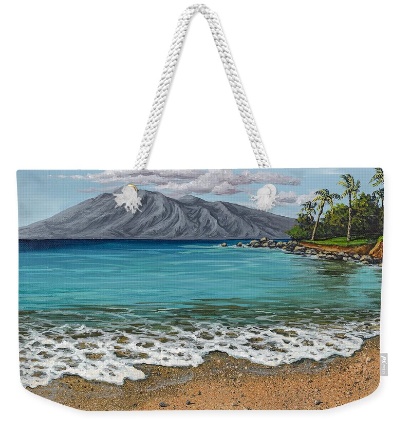 Seascape Weekender Tote Bag featuring the painting Sandy Beach by Darice Machel McGuire