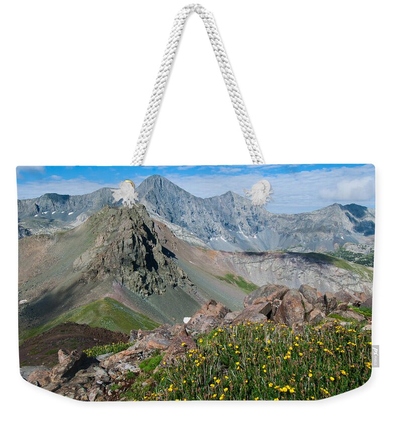 Sangre De Cristos Weekender Tote Bag featuring the photograph Sangre de Cristos and Blanca Peak by Cascade Colors