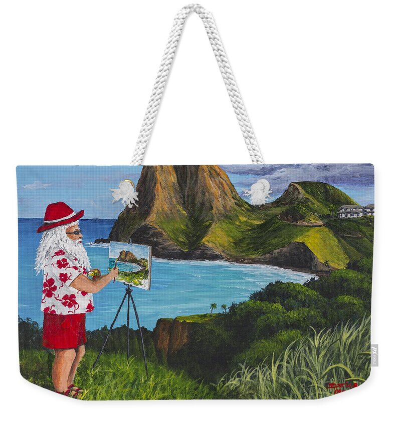 Seascape Weekender Tote Bag featuring the painting Santa in Kahakuloa Maui by Darice Machel McGuire