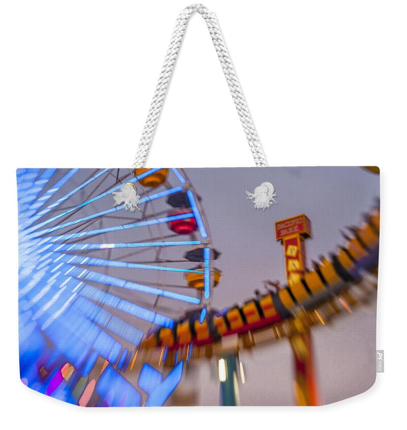 Carousel Weekender Tote Bag featuring the photograph Now I know it was a dream Santa Monica Ferris Wheel by Scott Campbell