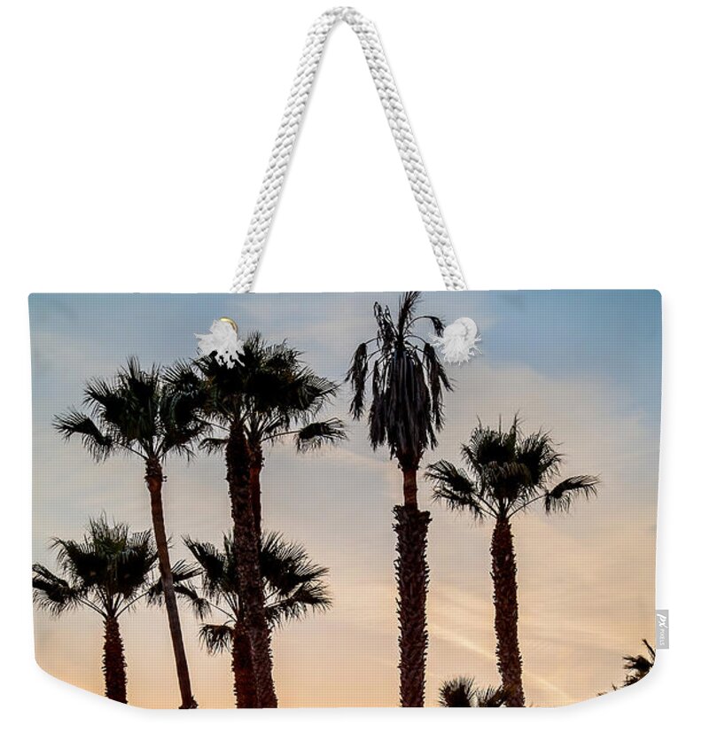 Los Angeles Weekender Tote Bag featuring the photograph Santa Monica Palms by Az Jackson