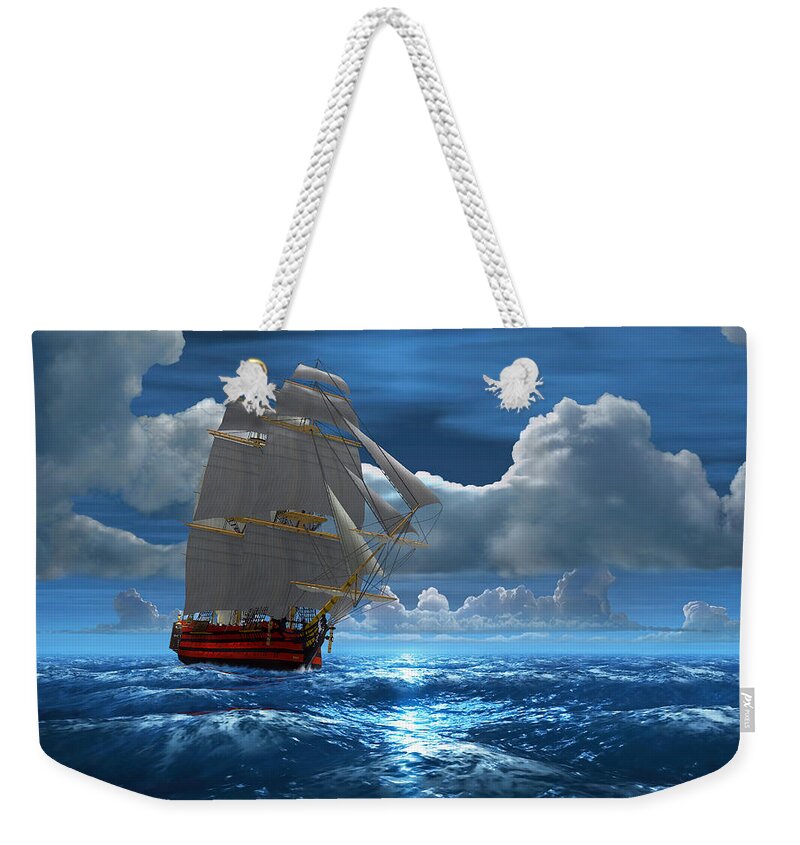 Duane Mccullough Weekender Tote Bag featuring the digital art Santisima Trinida in the Moonlight by Duane McCullough