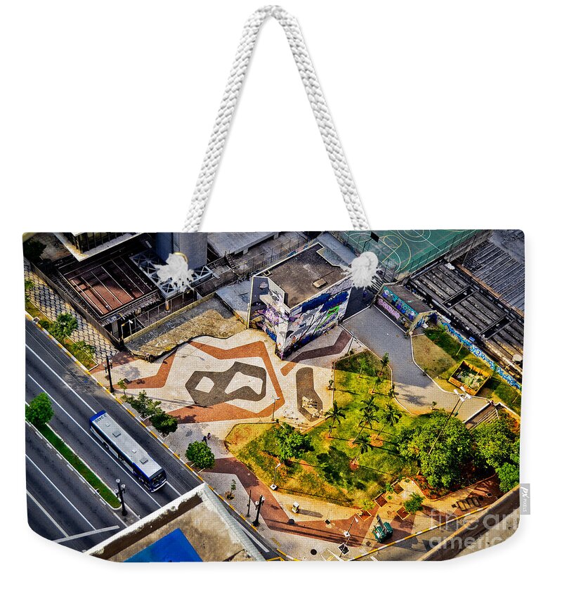 Geometria Weekender Tote Bag featuring the photograph Sao Paulo Downtown - Geometry of Public Spaces by Carlos Alkmin