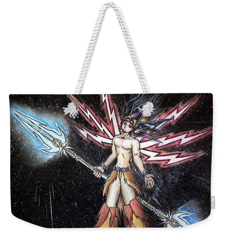 Abstract Weekender Tote Bag featuring the painting Satari God of War and Battles by Shawn Dall